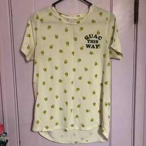Mighty Fine Cream Avocado Print 'Guac This Way' Short Sleeve Tee